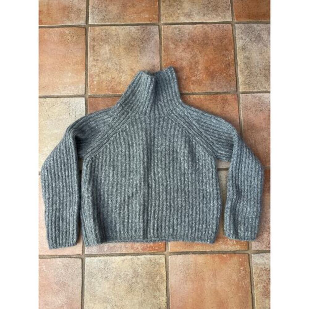 Kate Spade Chunky Knit Alpaca Blend Oversized Turtleneck sweater in grey M